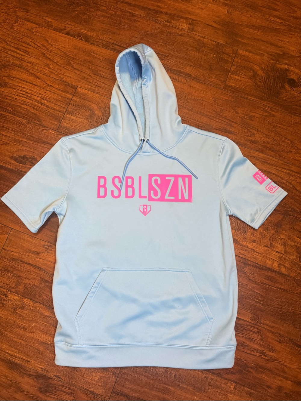 Baseball Lifestyle 101 BSBL SZN Short Sleeve Hoodie Blue/Pink Men’s Small